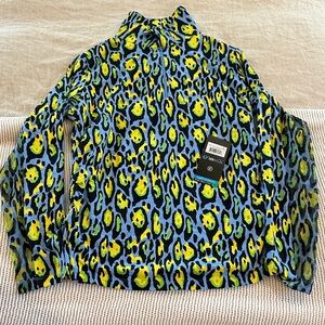 Women’s Brand New IBKUL Colorful Leopard Print Pull Over Jacket